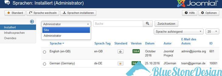 Joomla Default Backend Language