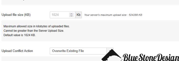 JCE Fileupload maximum 1024kb