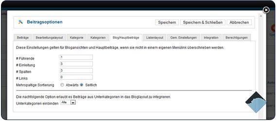joomla beitragsoptionen