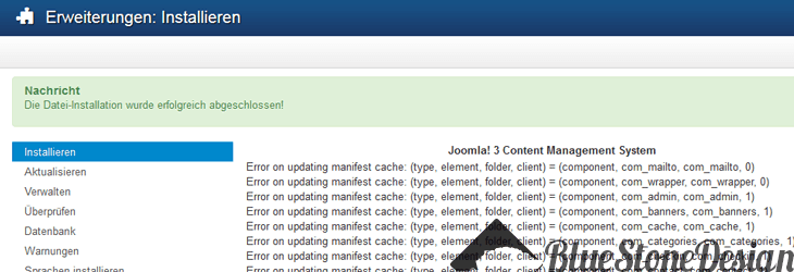 Joomla Error Manifest Cache 