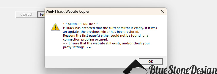HTTrack Empty Mirror Error